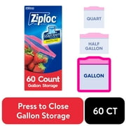 Ziploc Brand Storage Bags, School Supplies, with Grip 'n Seal Technology, Gallon, 60 Count